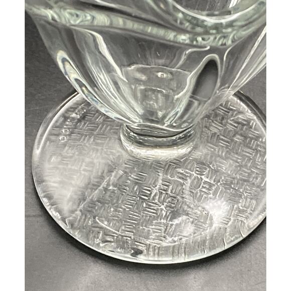 Stemmed Heavy Clear Pressed Glass Tulip Scalloped Rim Ice Cream Dishes Set of 4 - Picture 6 of 9